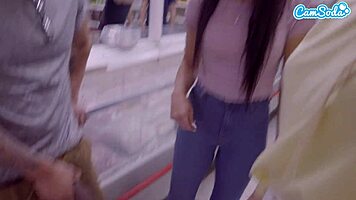 amateur teen sucks big black cock and gets fucked in public