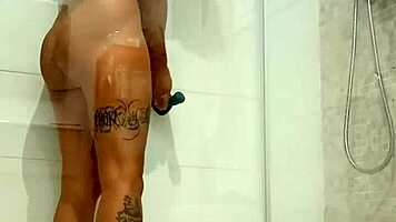 Teen Girl Enjoys Shower Time With Toy