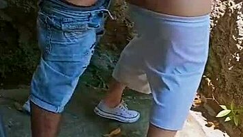 Happy year, horny fucks behind abandoned house.