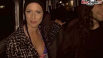 Uh, I swear this public street casting got wild with a German teen 18+ flashing big tits outdoors!