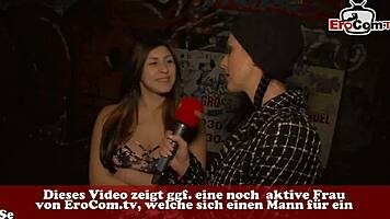 Uh, I swear this public street casting got wild with a German teen 18+ flashing big tits outdoors!