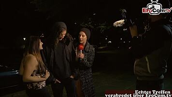 Uh, I swear this public street casting got wild with a German teen 18+ flashing big tits outdoors!