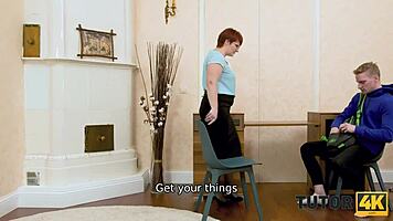 Pretty tutor forgets lesson and copulates with student in high definition