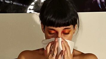 Watch TEEN goth girl SNEEZE huge snot in POV humiliation