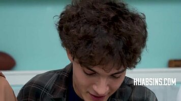 The hijab stepsis offers anything to delete the evidence, leading to taboo threesome.