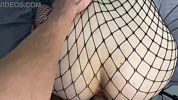 Skinny Young Girl in Fishnets and Sheer