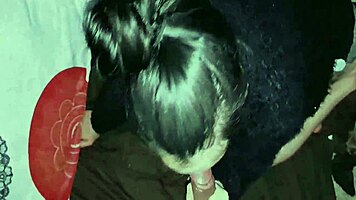 sweet latina contrasts with massive black cock sucking