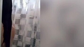 Cute Latina Showers Under Webcam, Revealing Tattooed Body And Tits