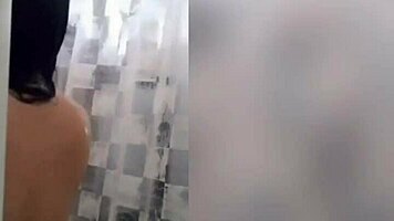 Cute Latina Showers Under Webcam, Revealing Tattooed Body And Tits