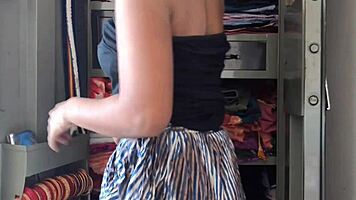 Desi maid fucks boss while cleaning cupboard