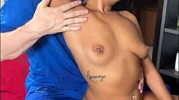 Swedish massage turns into oiled footjob with big ass ebony nina white