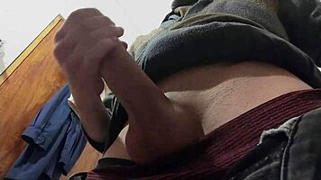 Skinny young 18+ masturbates happily in the bathroom while hearing rain