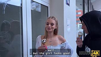 Hunt4k Blonde Babe Naomi Love Flashes Natural Boobs and Cheats on Boyfriend in Public POV