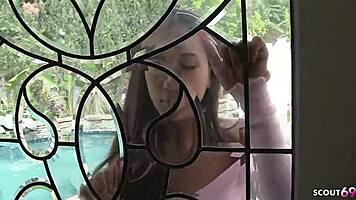 sexy latina teen babysitter amia miley talks dirty in ffm threesome 😈