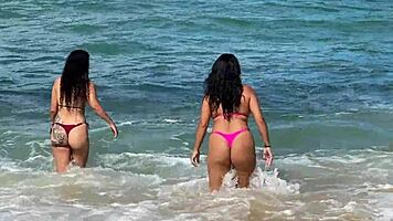 Two Hotties Enjoying The Beach At Enseada Dos Corais