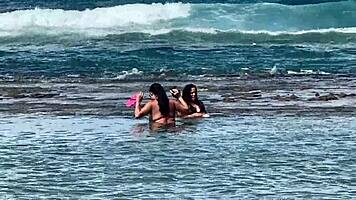 Two Hotties Enjoying The Beach At Enseada Dos Corais