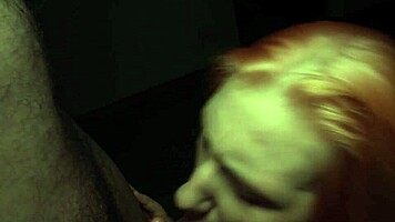 Shaved redhead moans during quickie penetration