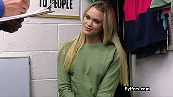 Blonde teen thief strips in office after burglary