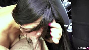 Latina bitch picked up by old stranger for raw car fuck and facial