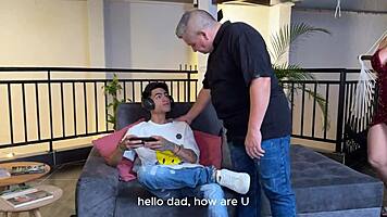 I fuck my Colombian stepmom intensely in the living room while stepdad calls, Danyel Mast and Karen Sleent.