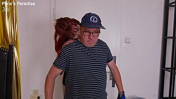 blonde teen sucks cock before doggystyle sofa fucking