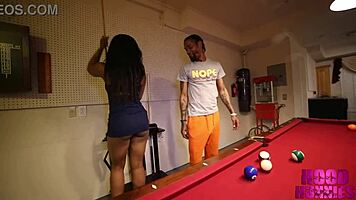 petite black teen moans in deepthroat pool table spreading