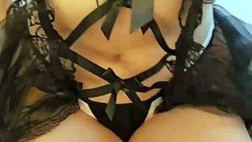 Tiny Asian Maid Strips, Spreads Puffy Pink Pussy, Orgasms with Wand