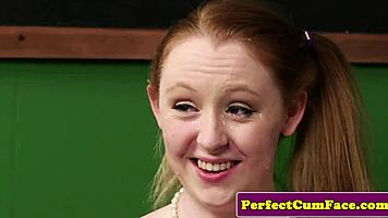 Busty Uk Teen 18+ Facialized In Threeway