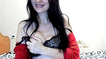 milf flexes her huge boobs to arouse her young lover! angela-milf