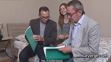 Broke fellow allows nasty friend to bang his ex-girlfriend for money.