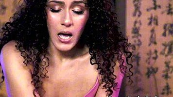 my natural busty brunette client got seduced by the curly teen masseuse for a wet lesbian fuck