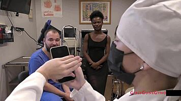 In the Hospital, Petite Nurse Rina Arems SPREADS Her Shaved Pussy During Yearly CHECKUP