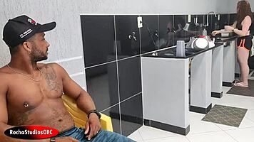 Young girl sends boyfriend to the supermarket to have sex with a well-endowed guy in the garage featuring Lorrany Exotica