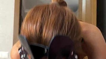 i seduced him with my dirty heels and small waist, swallowing his cum in pov.