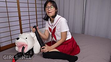 Chained Up Asian Student Playtime - Multiple Orgasms