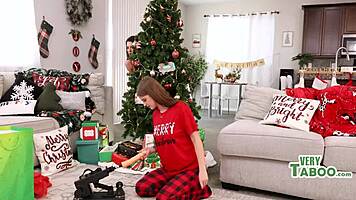 white and creamy christmas with family in taboo mommy teen threesome