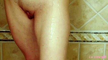 Gorgeous Blonde Petite Takes Shower In Interview Setting