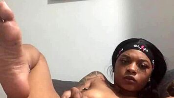kashofficials upclose hairy pussy play with dildo and vibrator fingering wet tight ebony ass