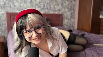 naughty college girl teases in lingerie with a cute fetish twist