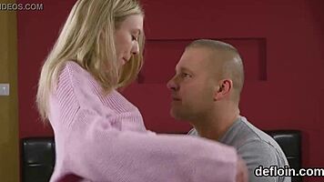 Fervid cutie spreads tight virgin slit and gets deflowered in fetish act