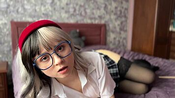 naughty college girl teases in lingerie with a cute fetish twist