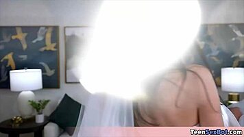 Tiny brunette babe cums on monster cock audition