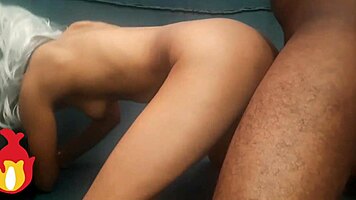 Skinny black teen 18+ tight pussy banged raw on amateur couch casting pov tits close-up ass