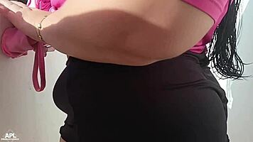 uh, my neighbor always teases on the balcony in tiny clothes, so i invited her over to devour her huge ass with a creampie, part 1!