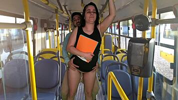 Estudante É Fodida Dentro Do Ônibus Em Público Com Big Cock Bang E Handjob