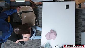 teen shoplifter fucked on officer's desk
