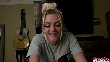 skinny blonde cutie sassy sucks cock then gets pussy pounded hard!