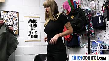 security guard punishes curvy thief with a deep search 😏