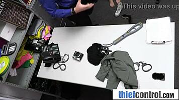 security guard punishes curvy thief with a deep search 😏