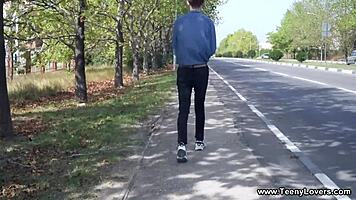 tattooed teen riding and blowing hairless pussy